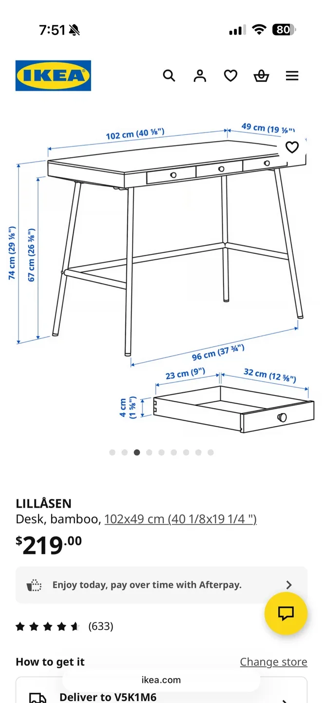 IKEA Bamboo Desk - 40 1/8x19 1/4" image indicator(6)