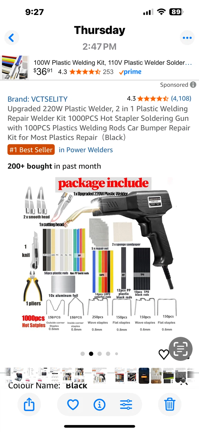 VCTSELITY 220W Plastic Welding Repair Kit