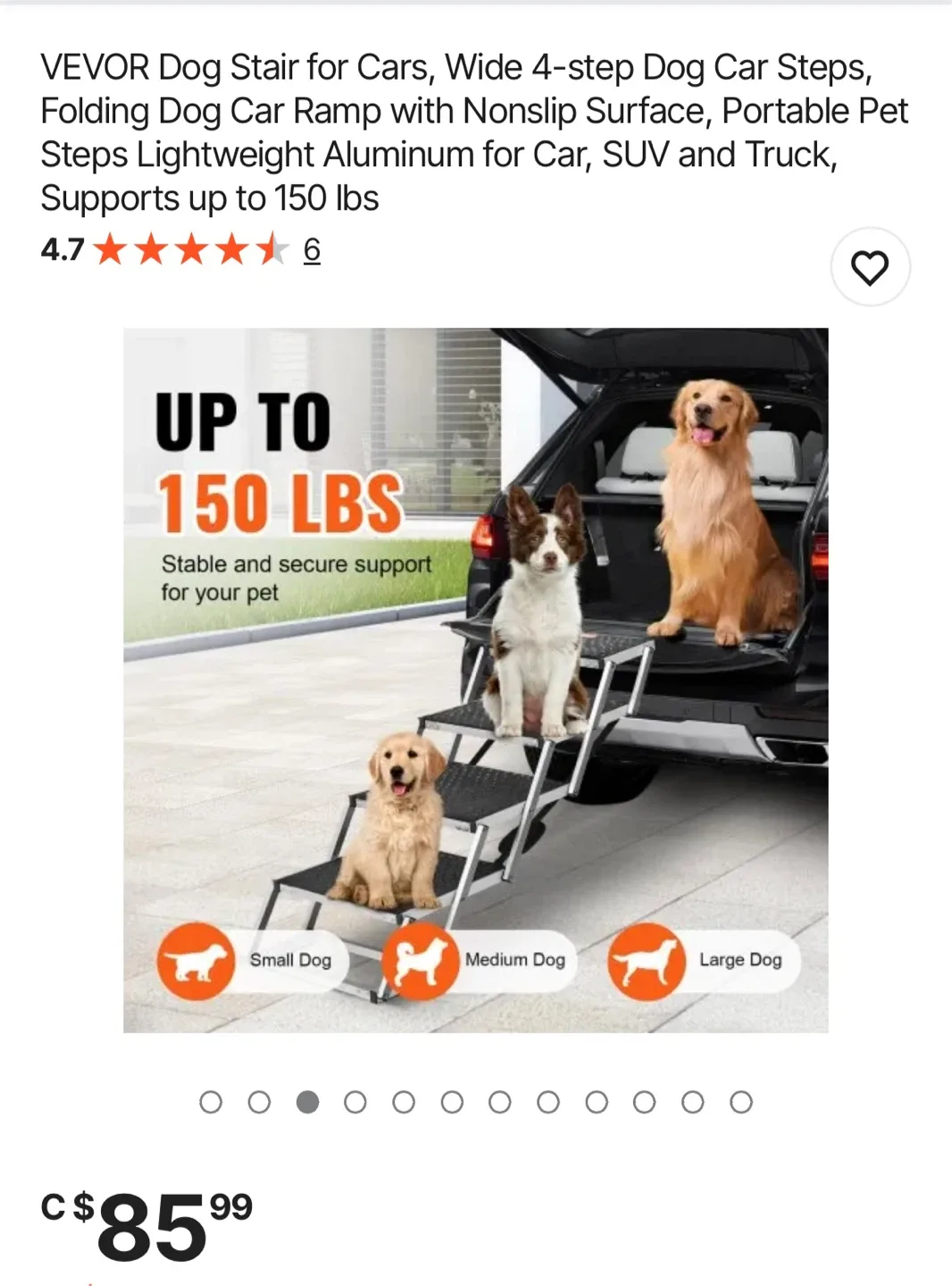 Vevor Folding Dog Stairs Model CB-778N-6 - New in Box! image indicator(7)