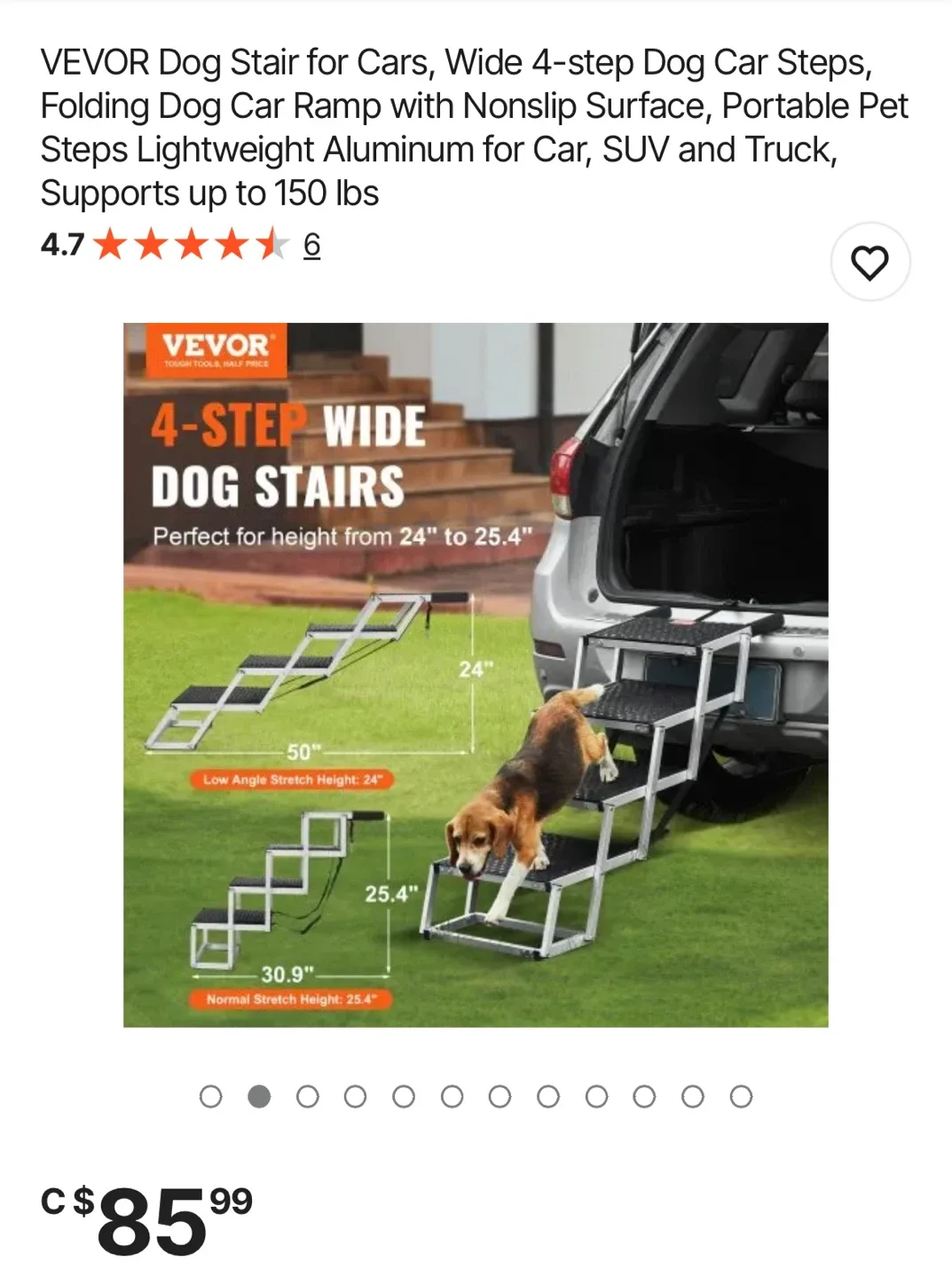 Vevor Folding Dog Stairs Model CB-778N-6 - New in Box! image indicator(6)
