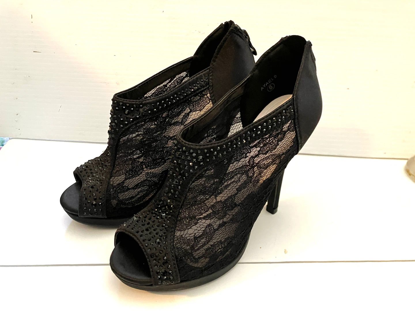 David's Bridal Black Lace Heel-6