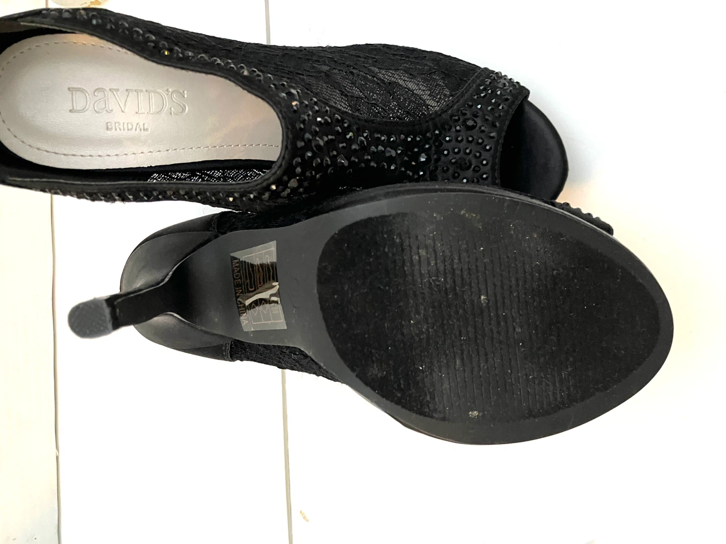 David's Bridal Black Lace Heel-6 - photo 4