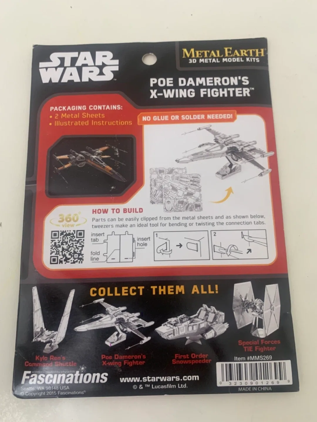 Star Wars Metal Earth Poe Dameron's X-Wing Fighter 3D Model Kit image indicator(6)