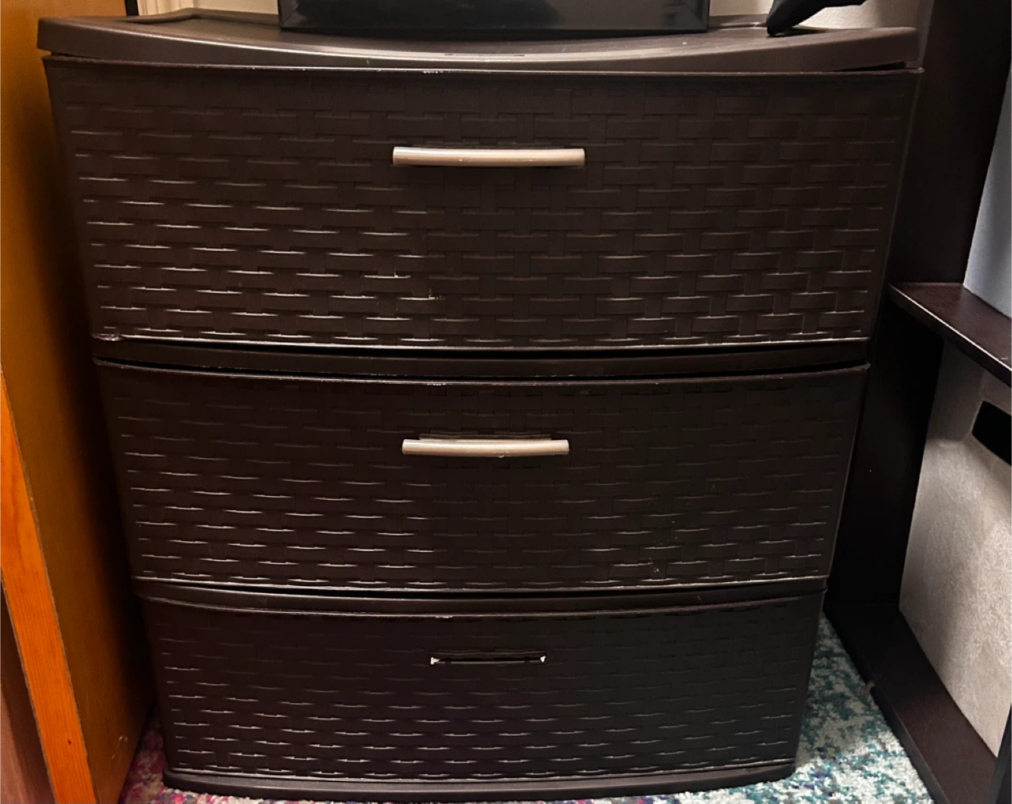 3-Drawer Brown Plastic Storage Dresser