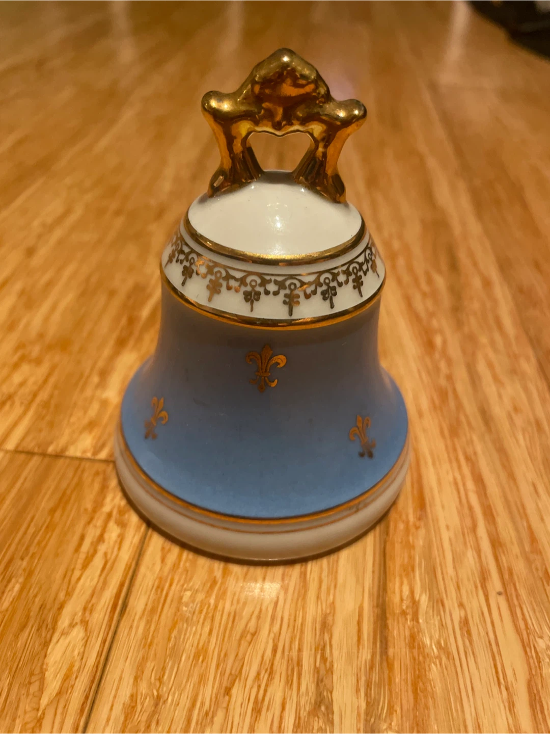 Vintage Blue & Gold Porcelain Bell
