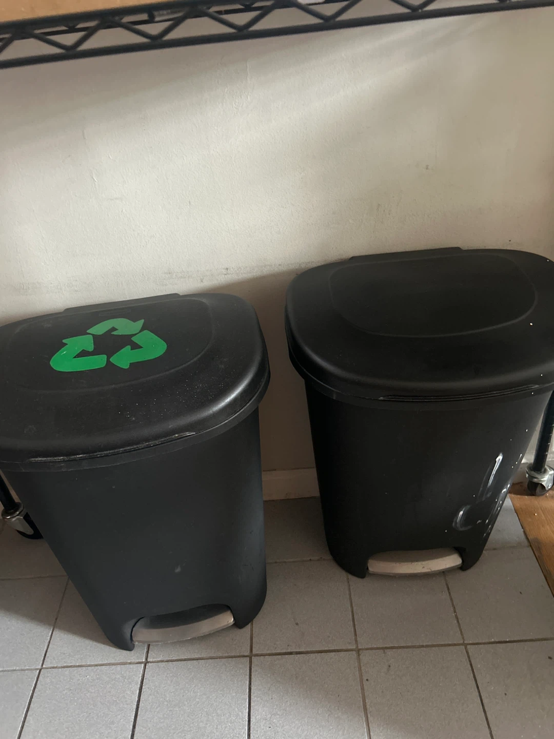 Black Step-On Trash & Recycling Bins