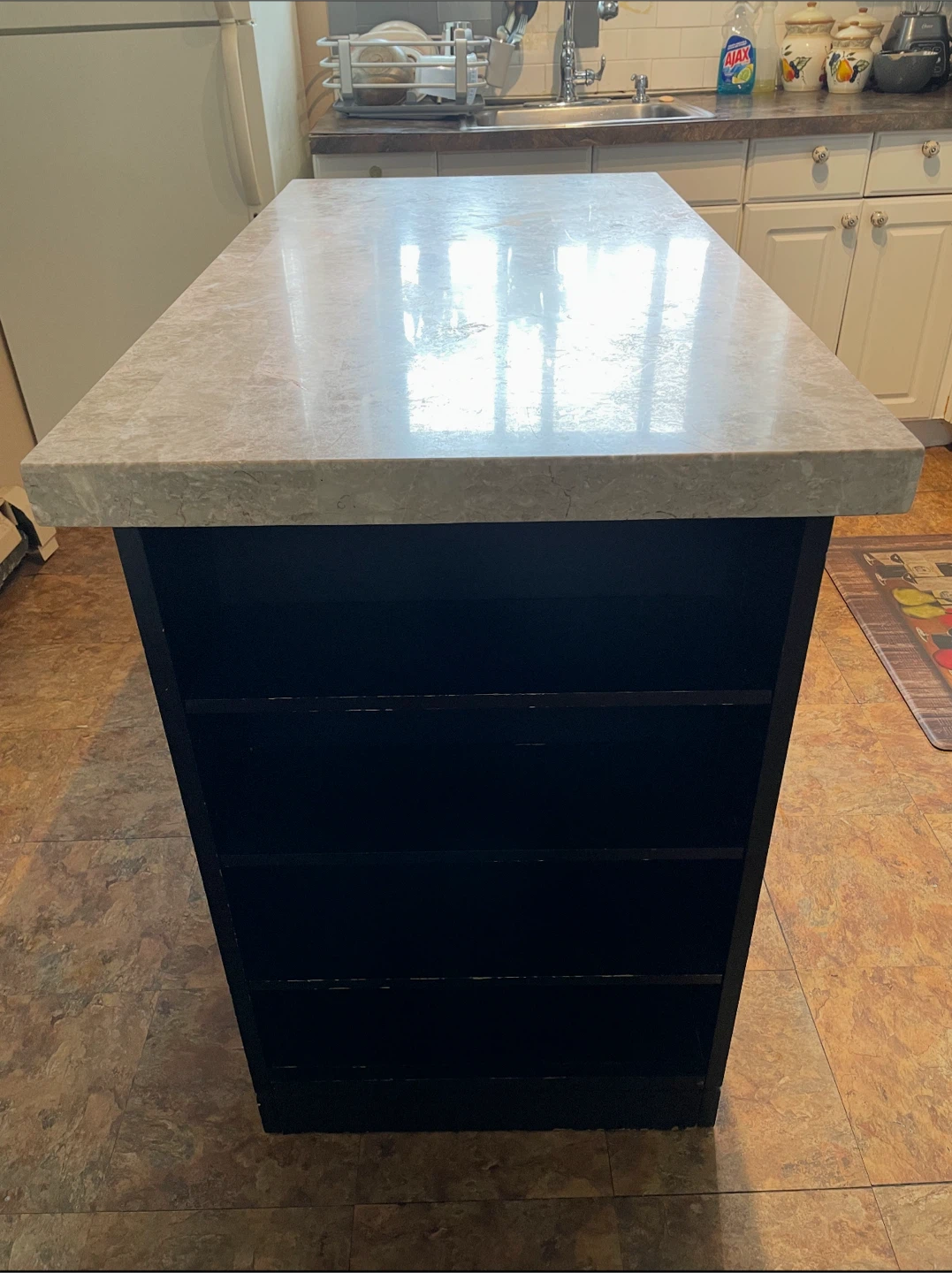 Kitchen Island - Black with Marble Top - photo 2