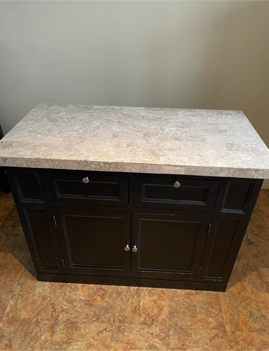 Kitchen Island - Black with Marble Top - photo 3