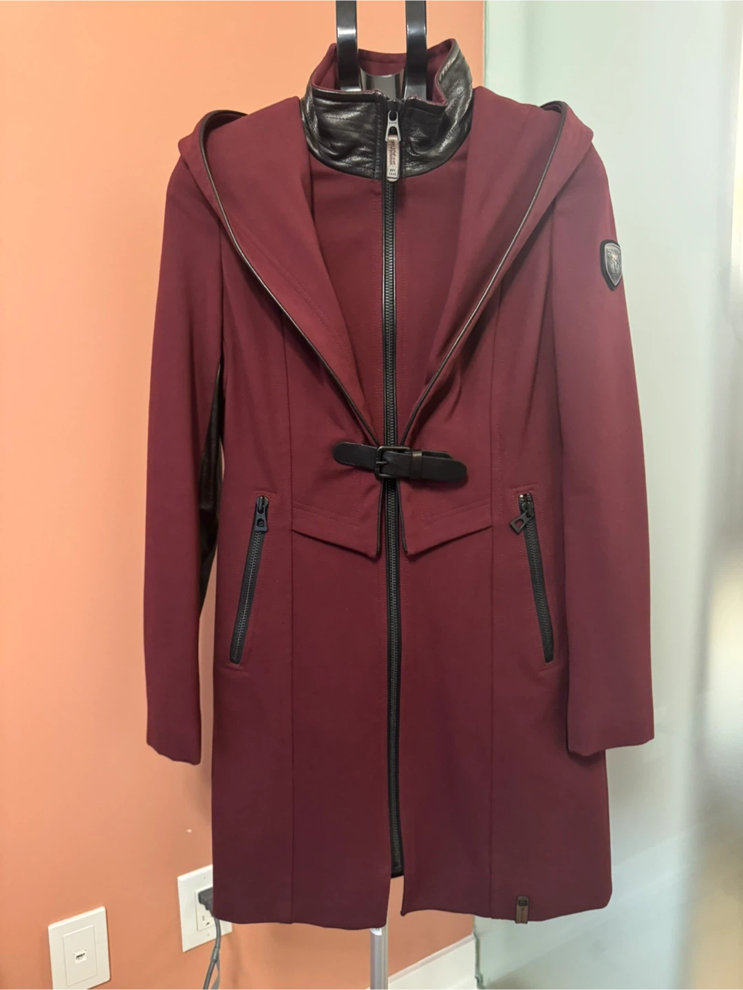 Rudsak coat (Burgundy (with black leather details)