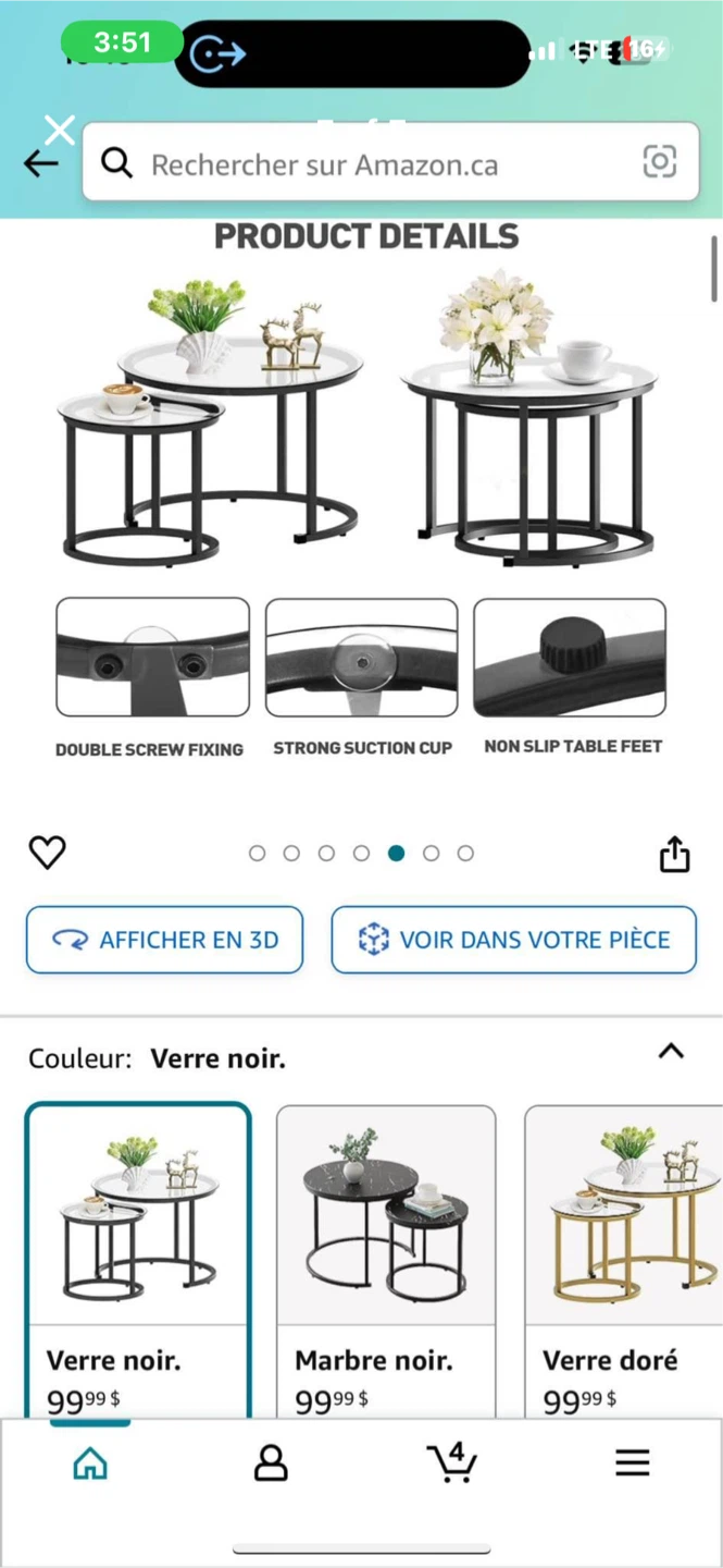 Black Glass Round Side Tables - photo 2