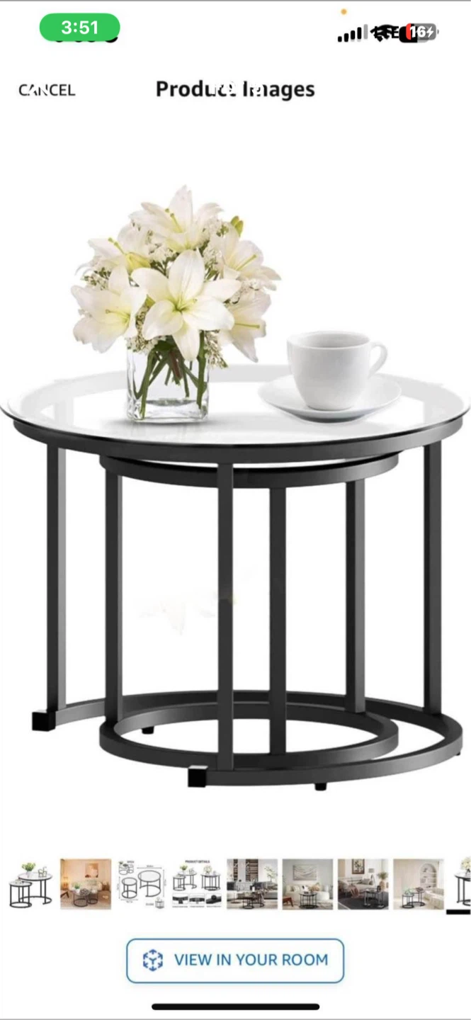 Black Glass Round Side Tables