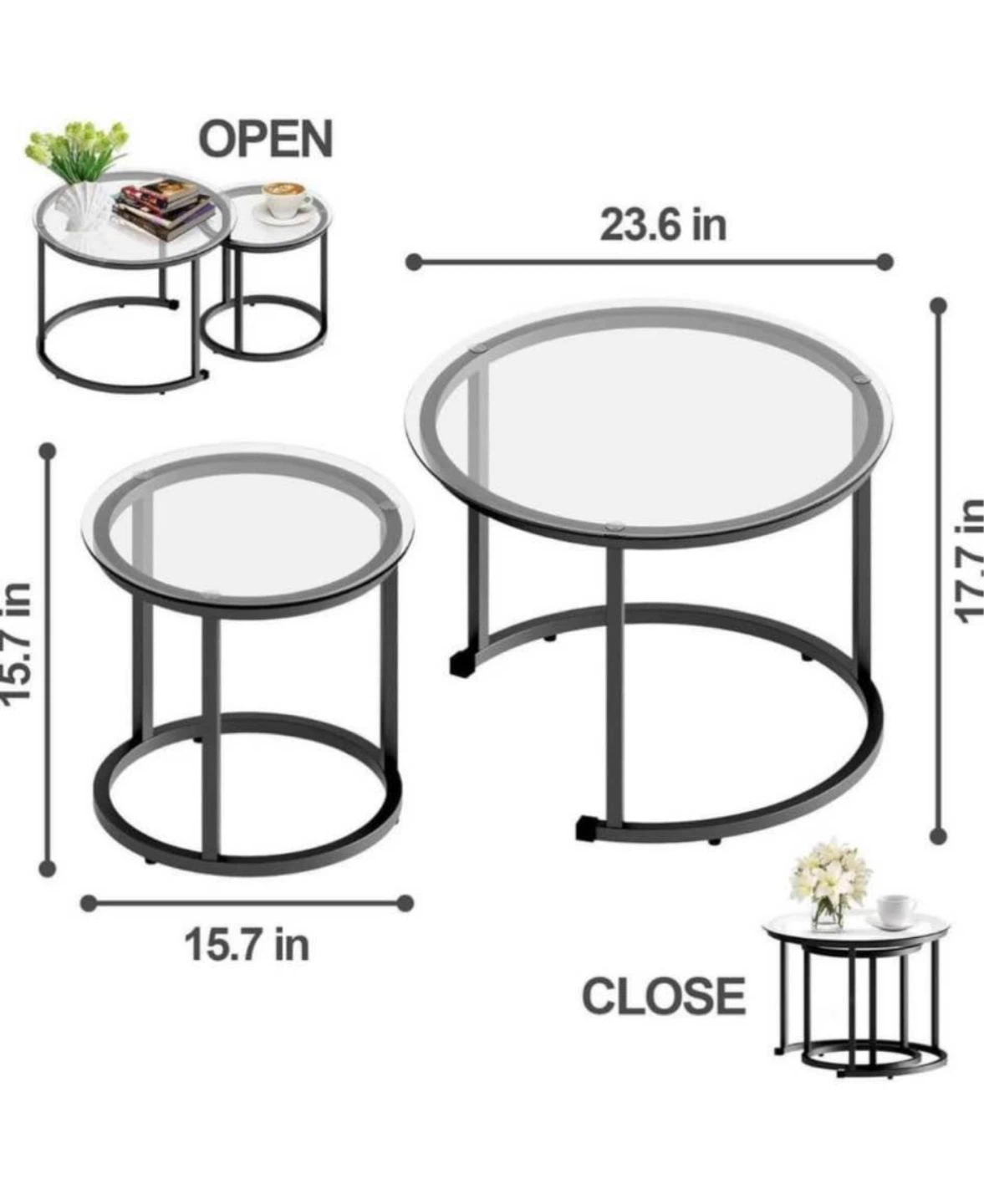 Black Glass Round Side Tables - photo 3