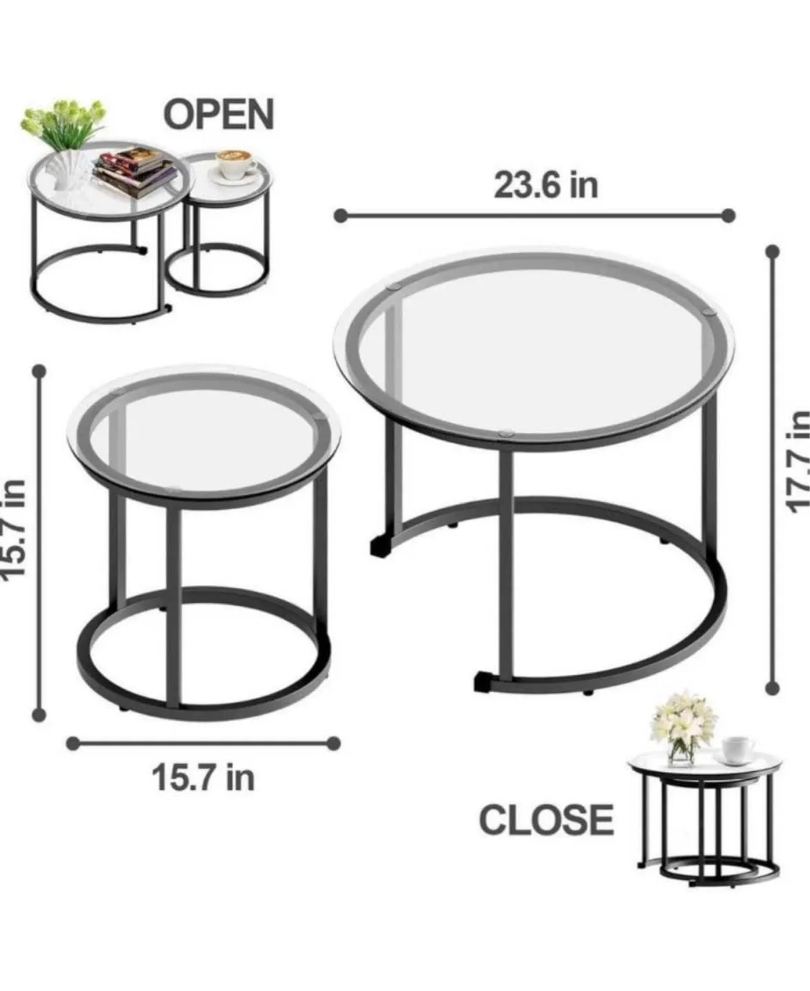 Black Glass Round Side Tables image indicator(3)