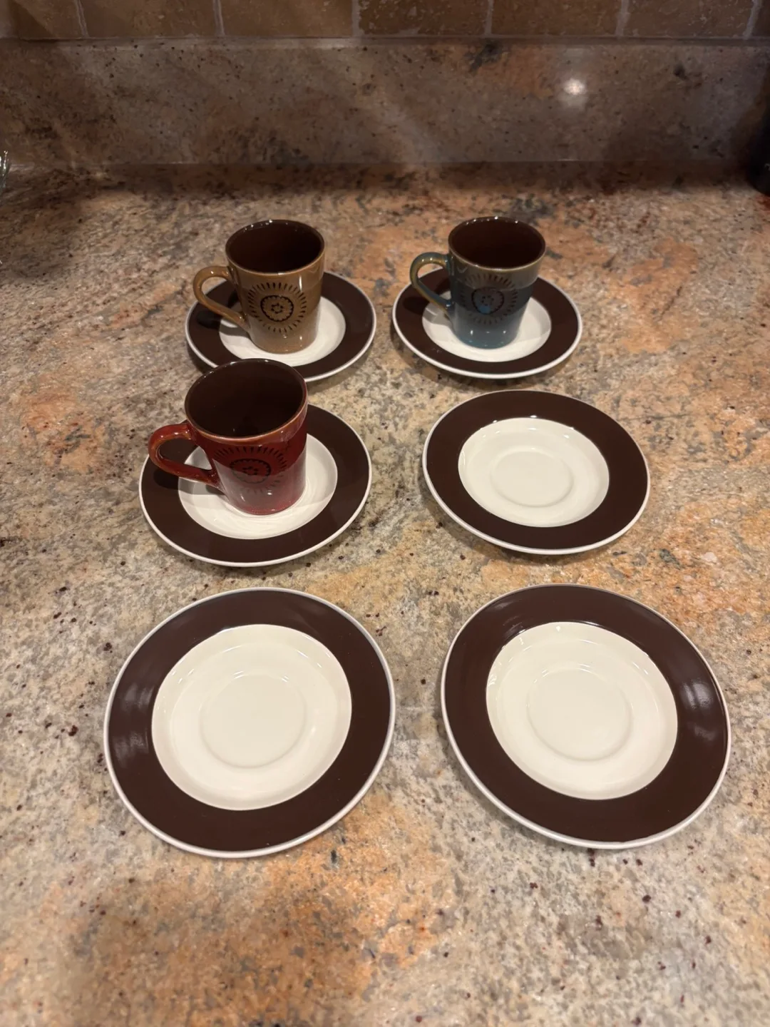 Vintage Brown Coffee Cup and Saucer Set