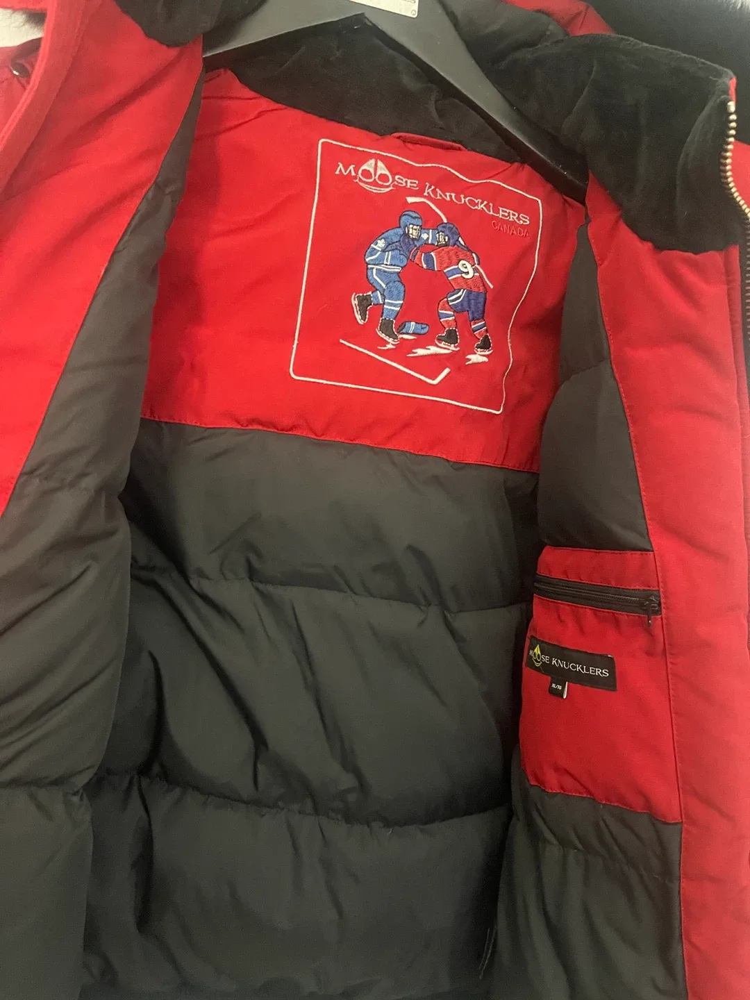 Moose Knuckles Red Bomber Jacket - Size XL image indicator(3)