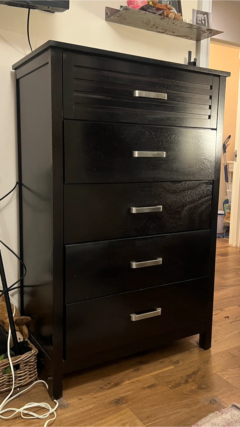 Black Wood 5-Drawer Dresser - photo 2