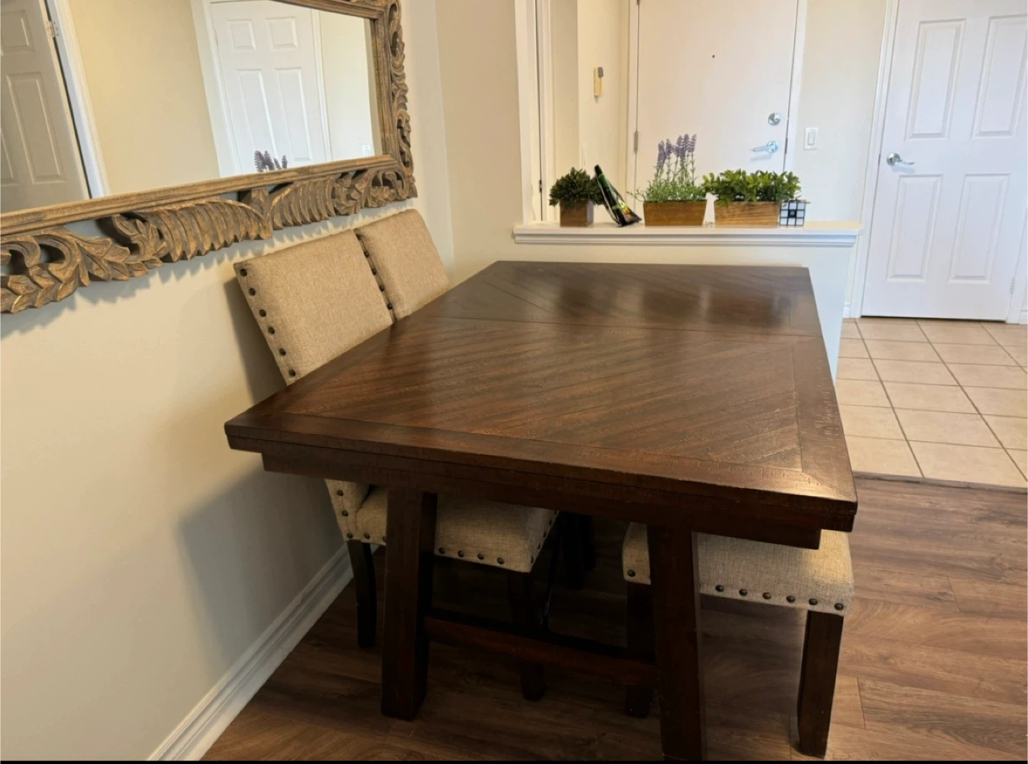 Dining Table with 4 Chairs and bench