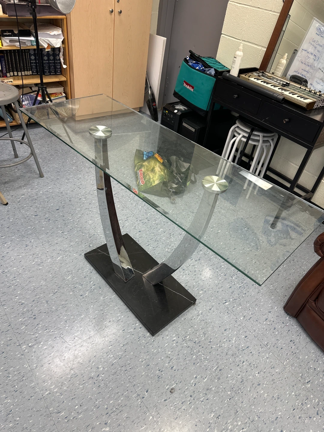 Glass Top Entrance Table with Marble Base - photo 2