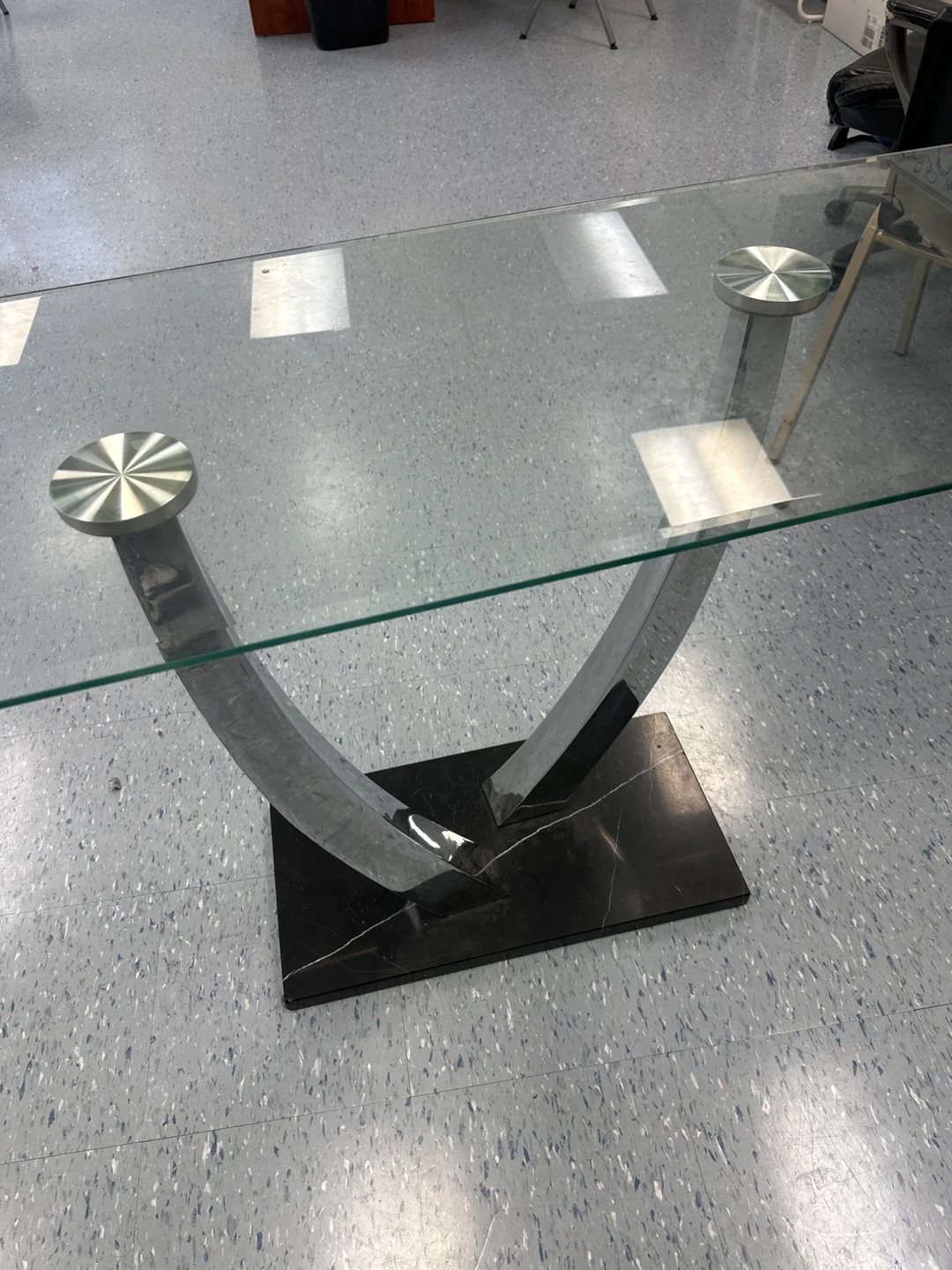 Glass Top Entrance Table with Marble Base - photo 3