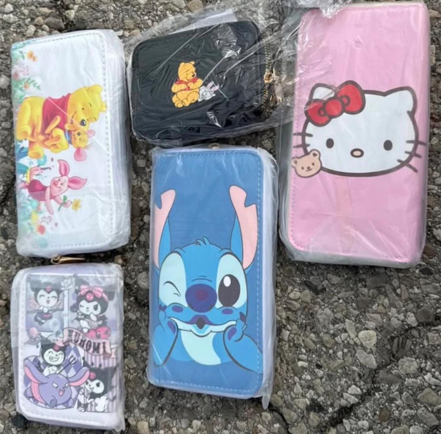 Disney Character Wallets - Winnie the Pooh, Stitch, Hello Kitty
