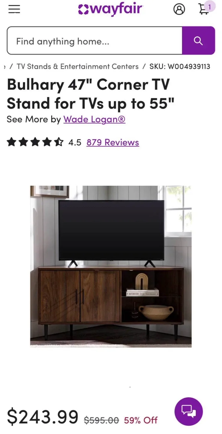 New Mid-Century Modern Corner TV Console image indicator(3)