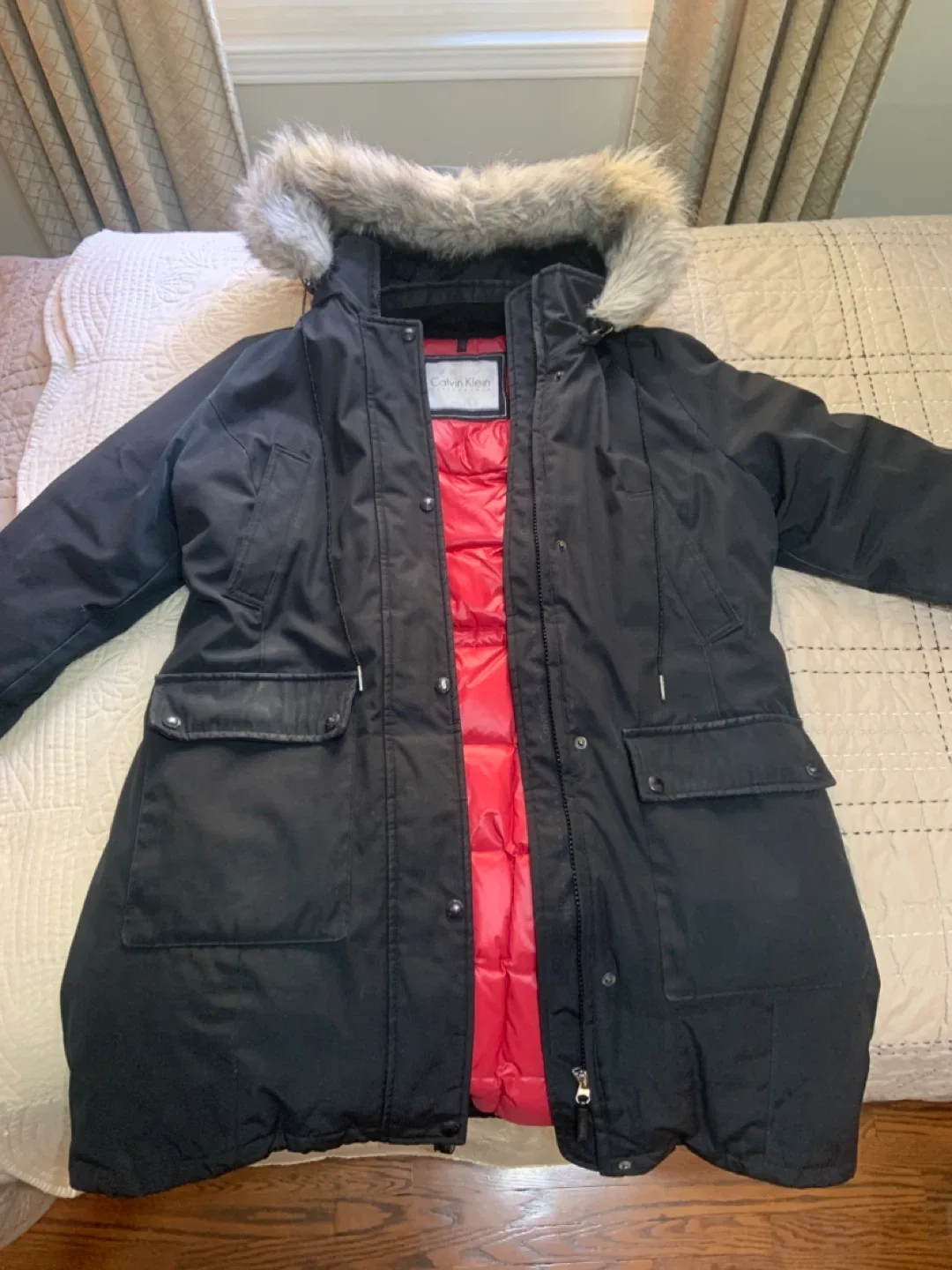 Calvin Klein Black Winter Parka - Size L thumbnail