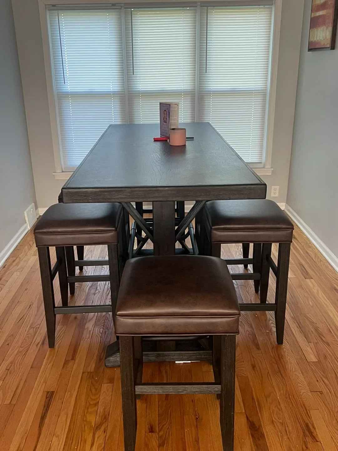 Dark Brown Pub Table with  6 Stools image indicator(3)