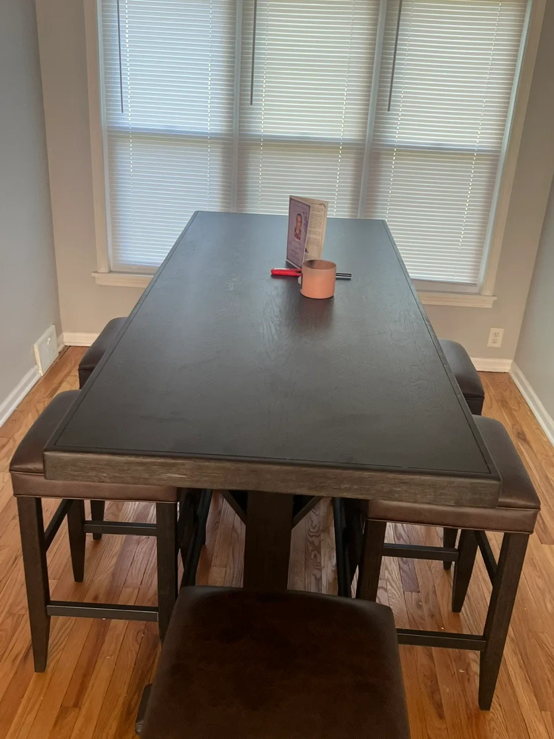 Dark Brown Pub Table with  6 Stools image indicator(2)