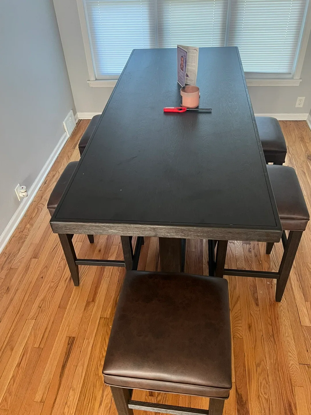 Dark Brown Pub Table with  6 Stools image indicator(5)