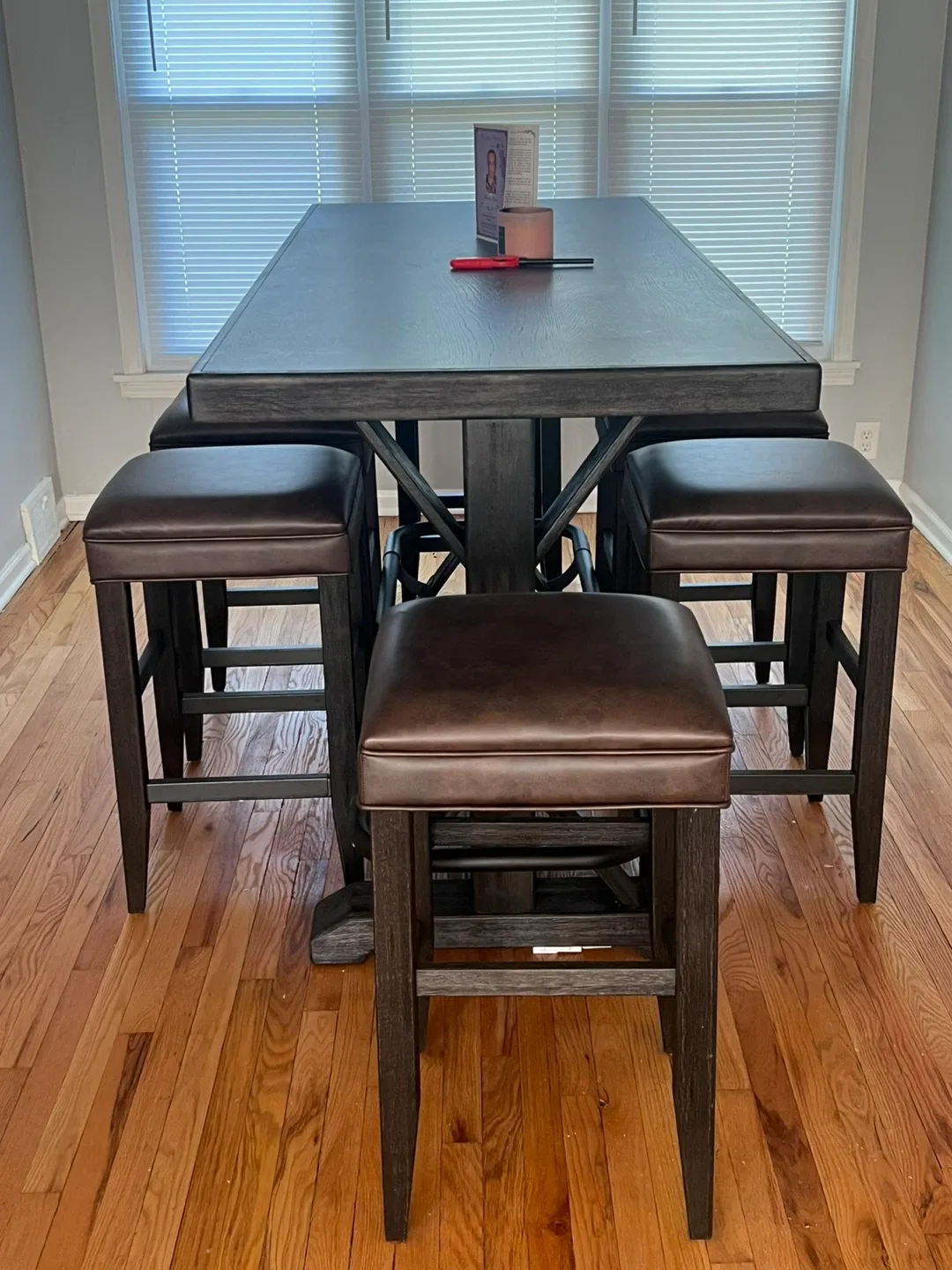 Dark Brown Pub Table with  6 Stools image indicator(7)
