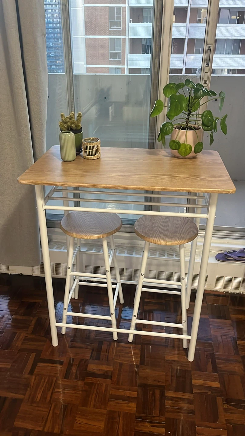 Bar Table Set with 1 Table, 2 Matching Stools
