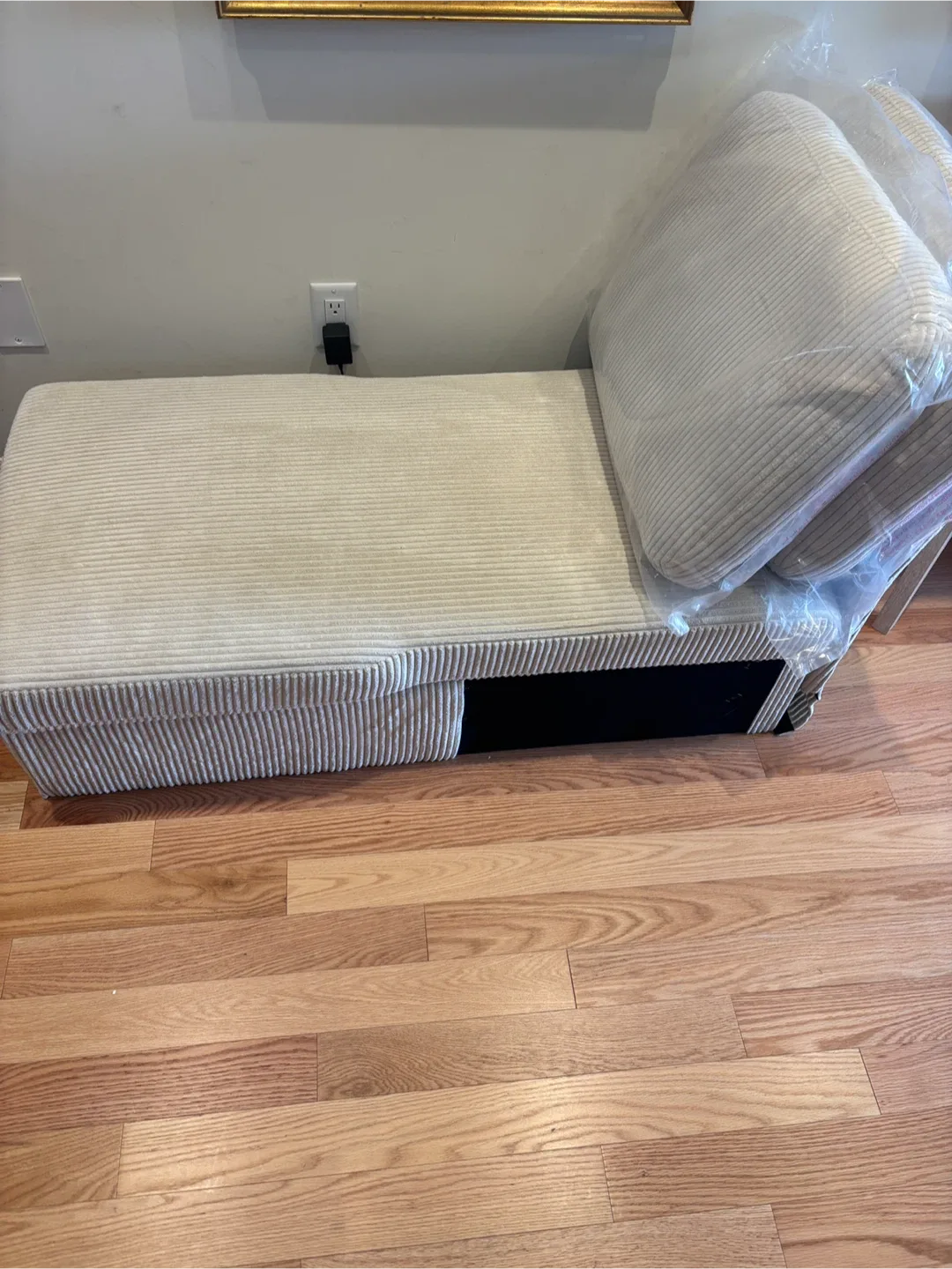 Beige Corduroy Storage Ottoman Bench - AS IS thumbnail
