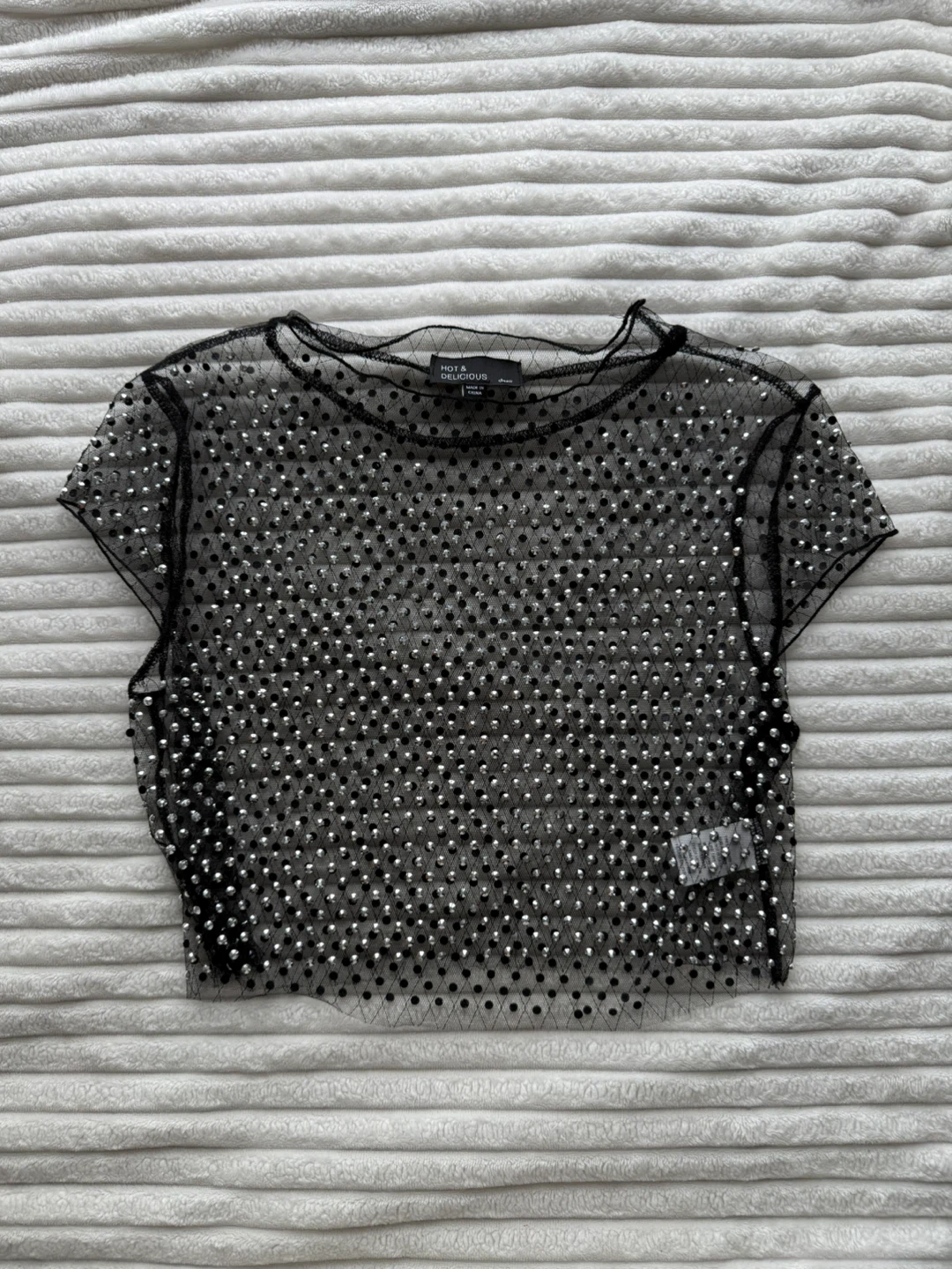 Hot & Delicious Black Mesh Top - Size Small