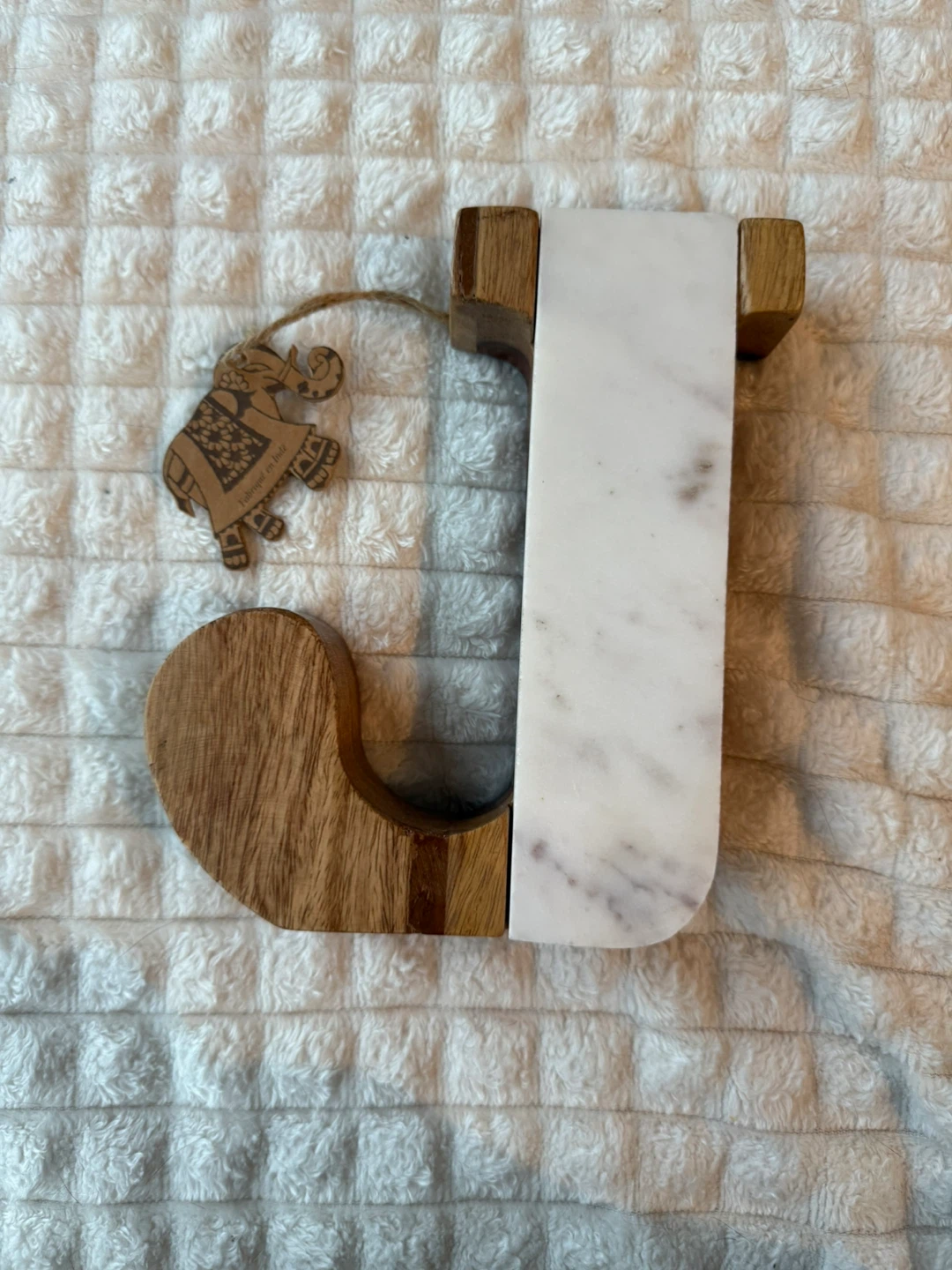 Marble & Wood Letter J Decor