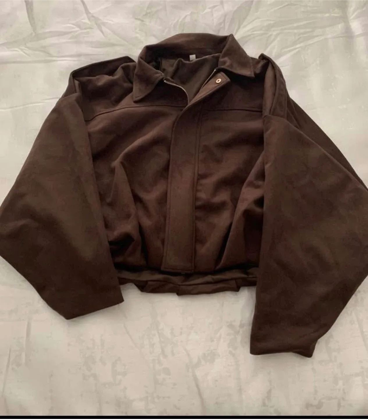 Women's Faux Suede Bomber Oversized jacket size S image indicator(3)