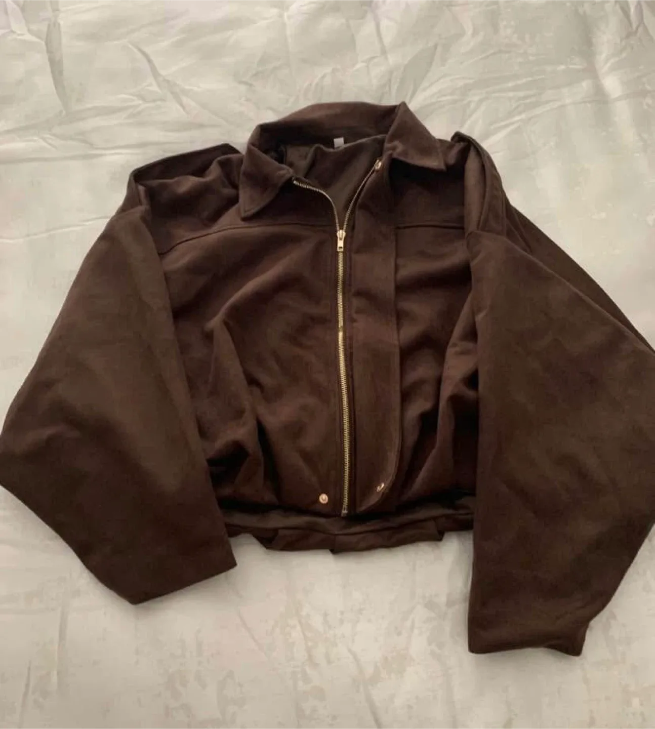 Women's Faux Suede Bomber Oversized jacket size S image indicator(4)