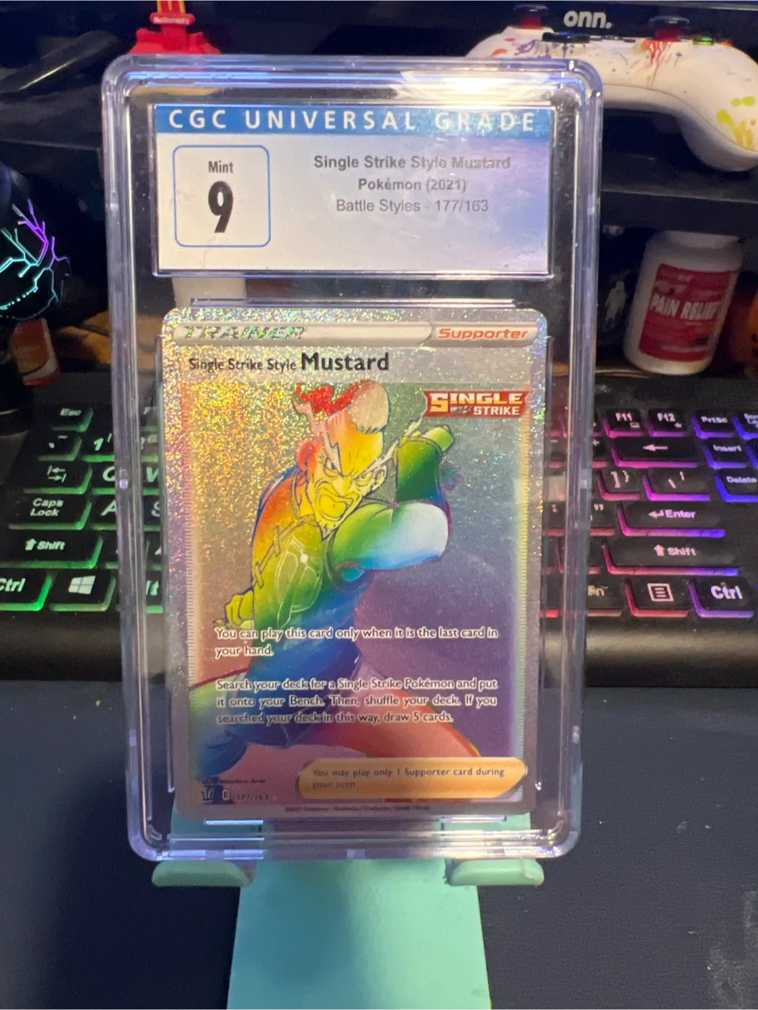 CGC Mint 9 Single Strike Style Mustard Pokemon Card thumbnail