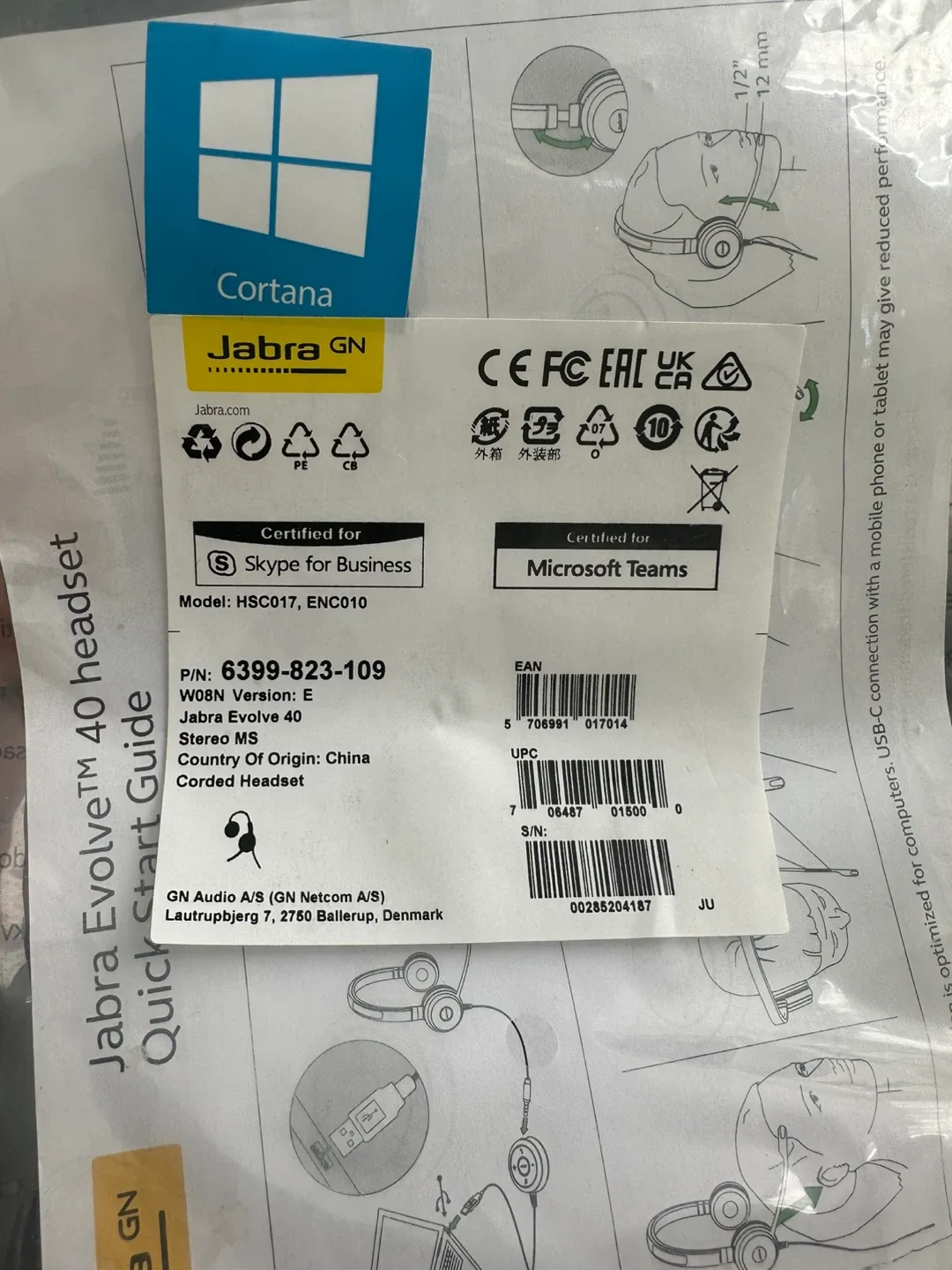 Jabra Evolve 40 Stereo Headset - HSC017 + Lenovo keyboard free image indicator(2)