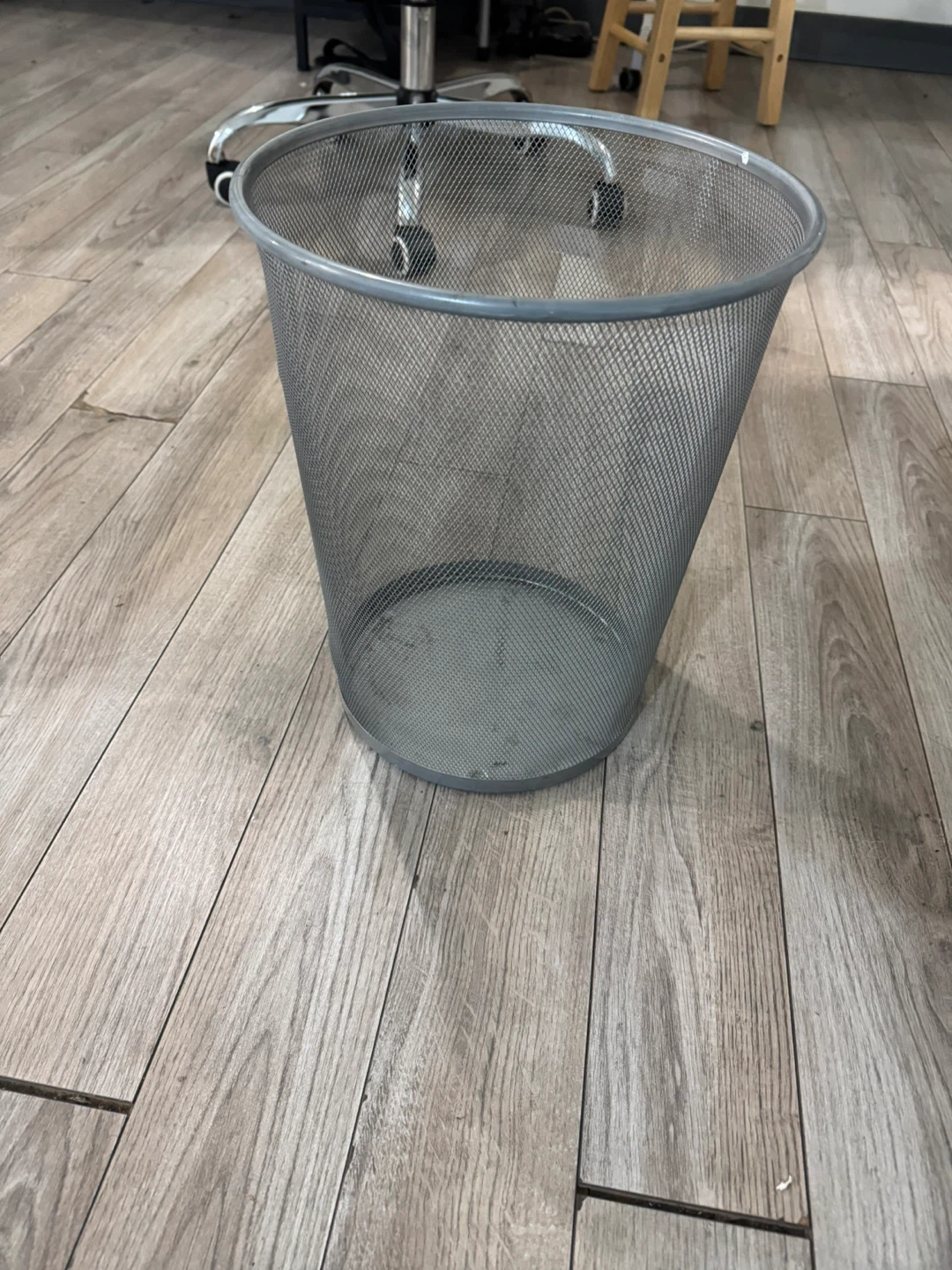Silver Mesh Trash Can