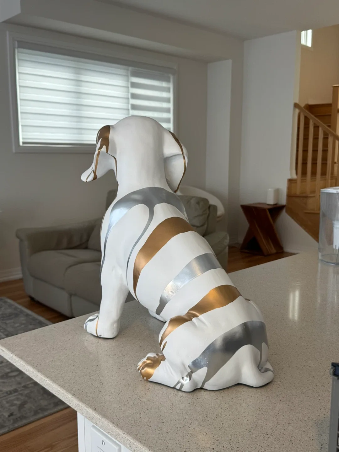 Dog Figurine - White with Gold & Silver Accents image indicator(2)