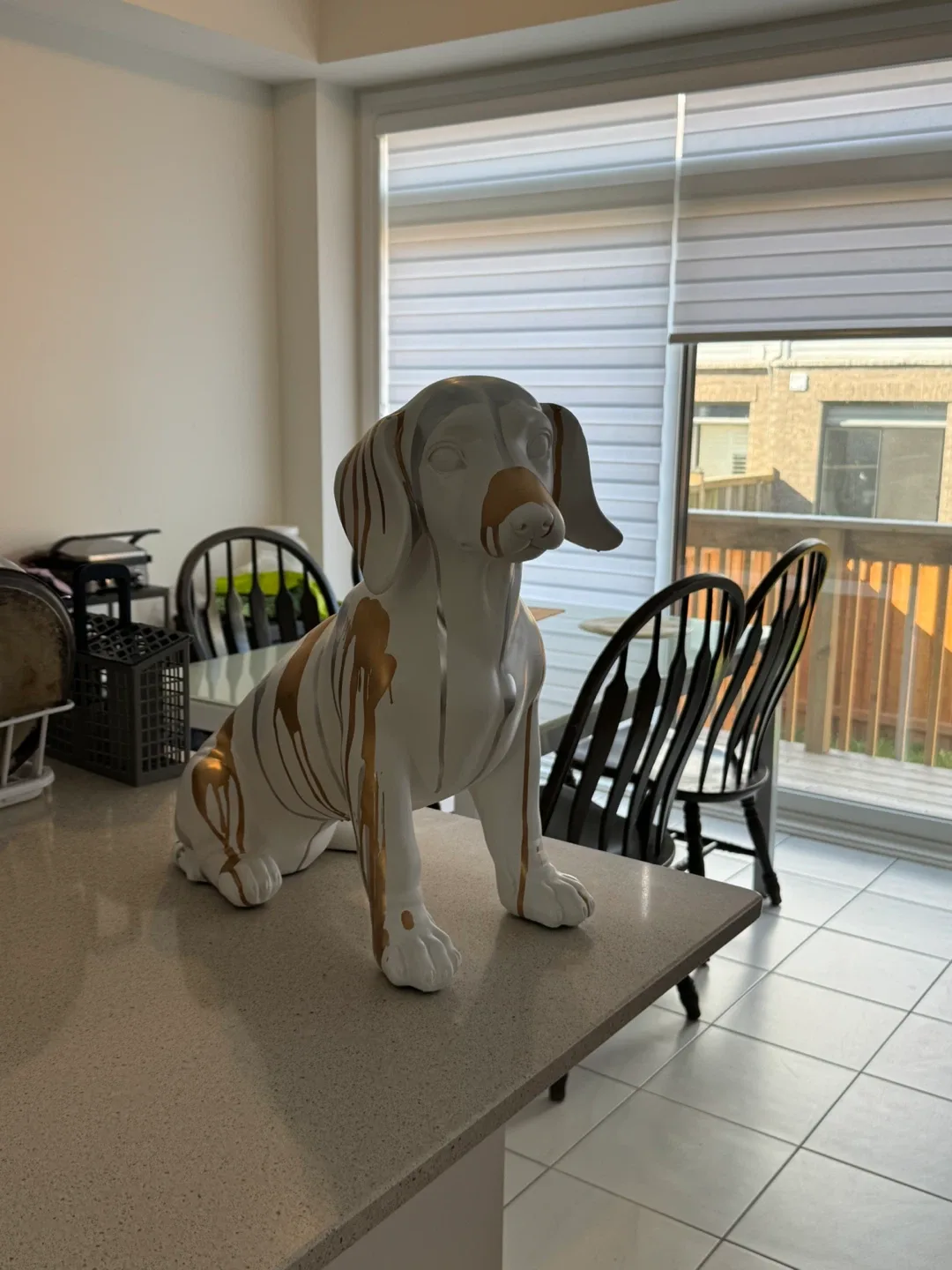 Dog Figurine - White with Gold & Silver Accents image indicator(3)