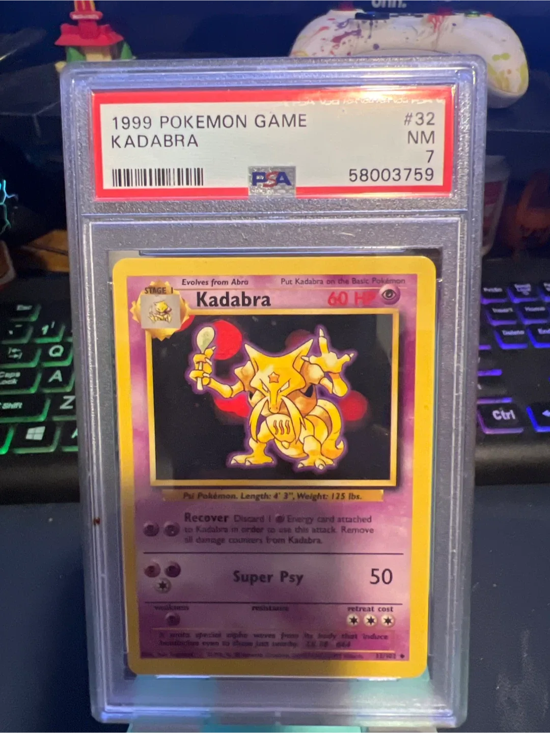 1999 Pokemon Kadabra Card - PSA NM7 thumbnail