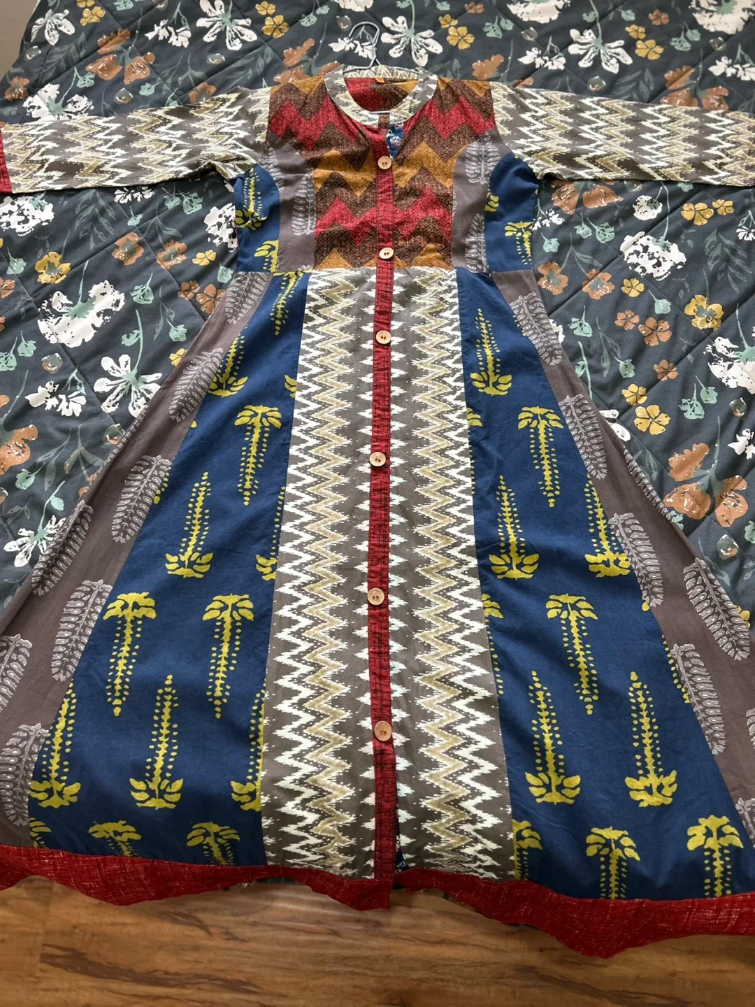 Boho Style Long Sleeve Cotton Dress image indicator(3)