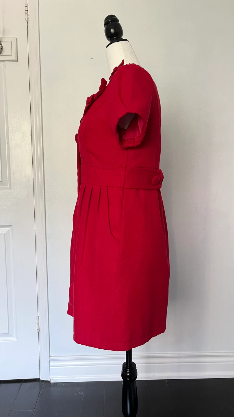 Wool button-up dress jacket with flower appliques - photo 4