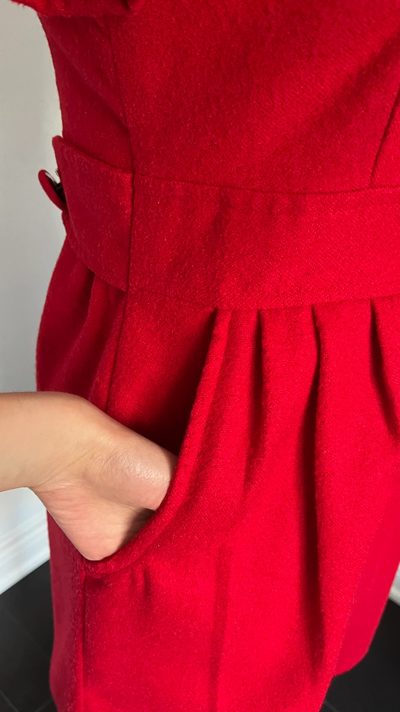 Wool button-up dress jacket with flower appliques - photo 3