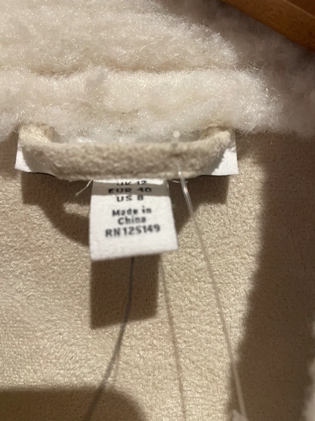 Topshop Cream Faux Shearling Jacket - US 8 image indicator(4)