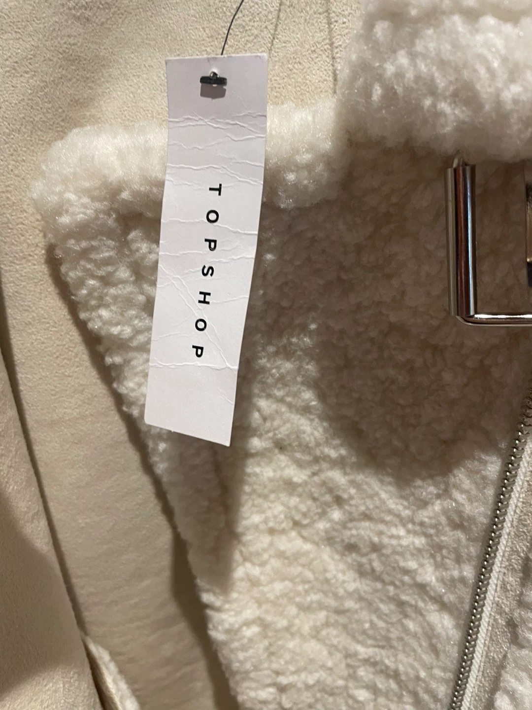 Topshop Cream Faux Shearling Jacket - US 8 - photo 2