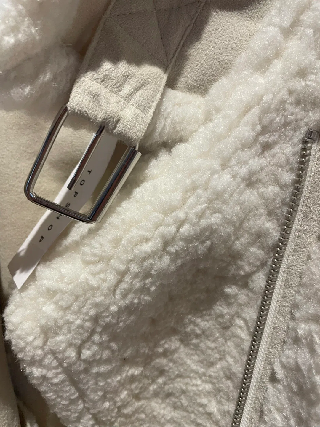 Topshop Cream Faux Shearling Jacket - US 8 image indicator(5)