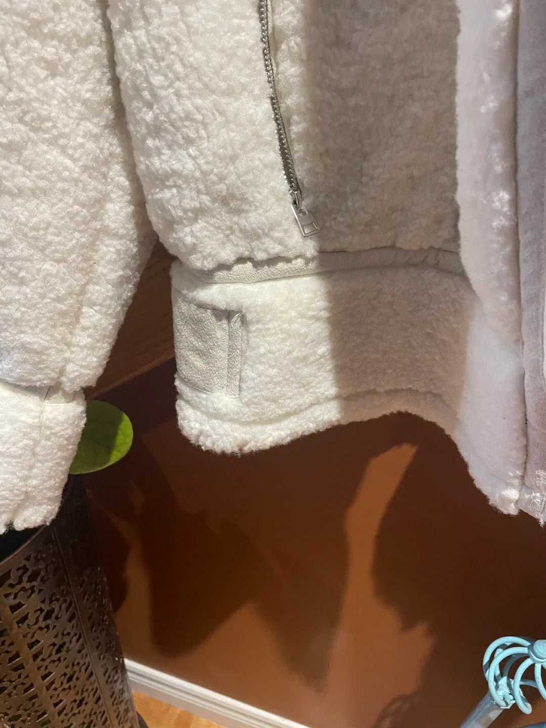 Topshop Cream Faux Shearling Jacket - US 8 image indicator(7)