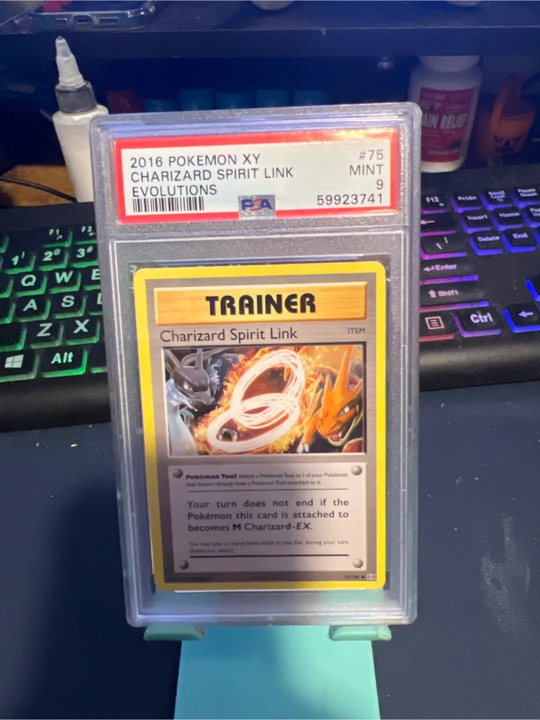 2016 Pokemon XY Charizard Spirit Link PSA Mint 9 thumbnail